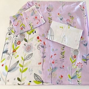 Whimsical Birdcage Flowers Birds w Rain Boots Duvet Cover & 2 Shams Reversible